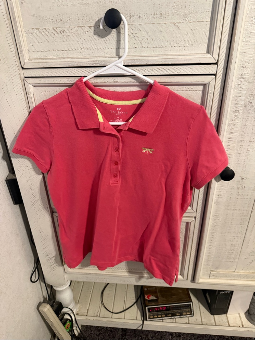 Talbots Coral-Pink Girls' Polo with Embroidered Dragonfly